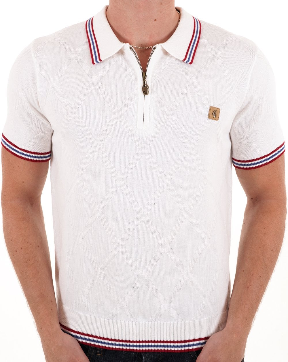 Gabicci Vintage Moore Knitted Polo White