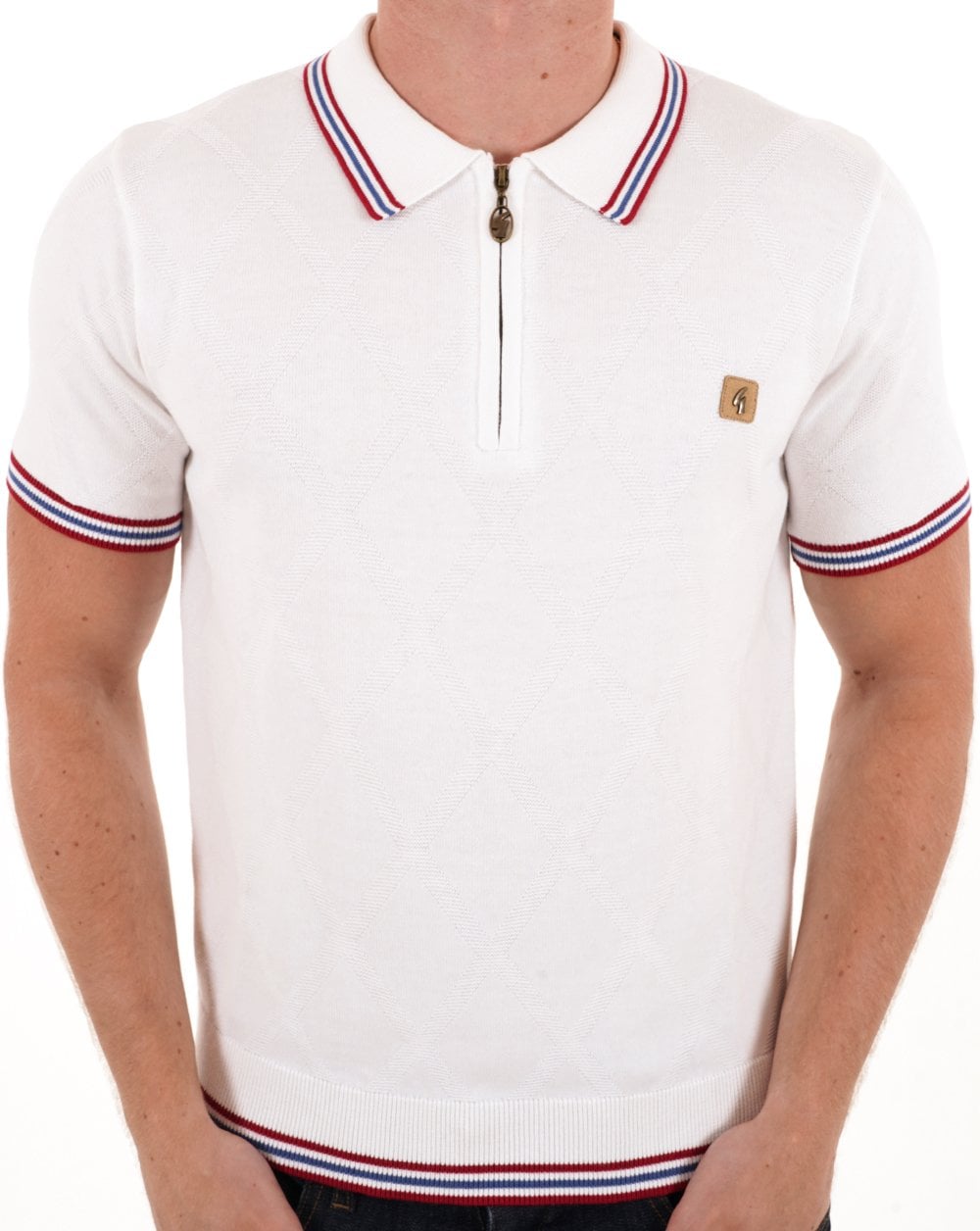 Gabicci Vintage Moore Knitted Polo White