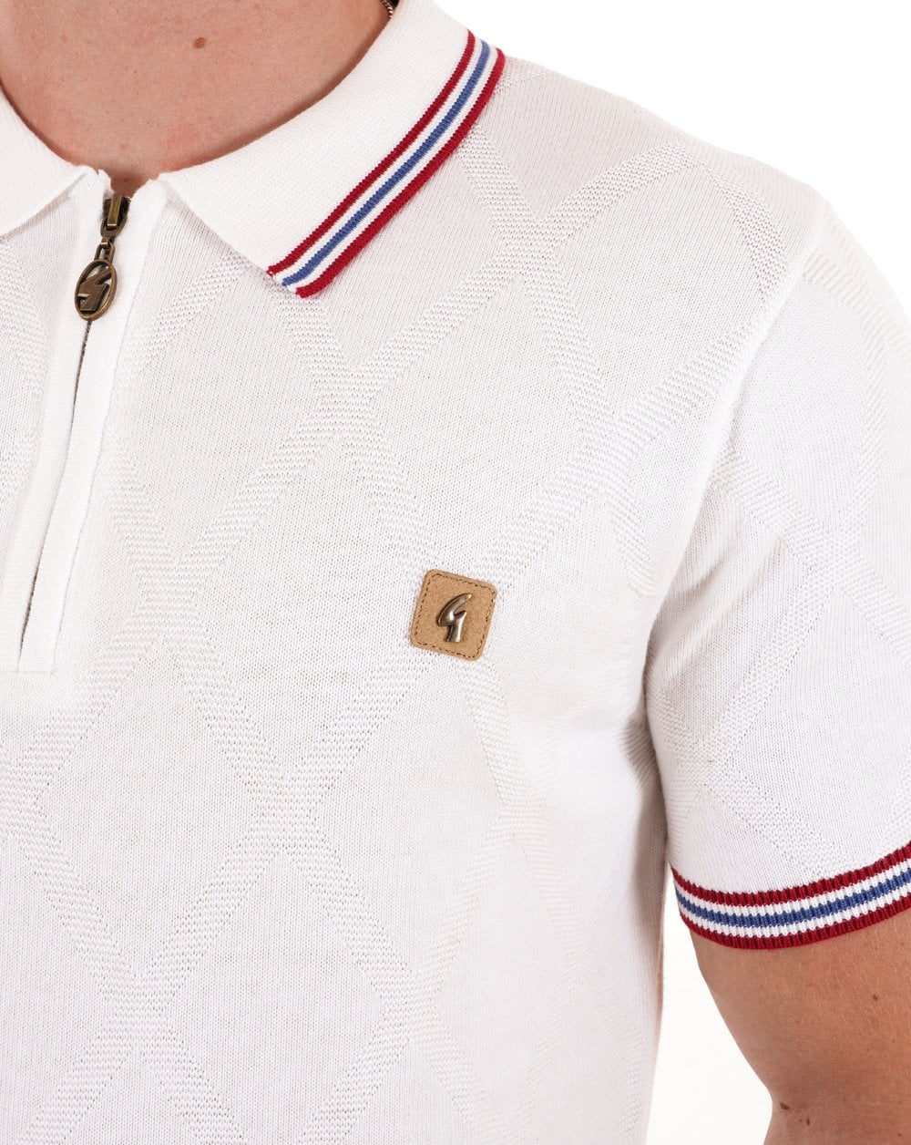 Gabicci Vintage Moore Knitted Polo White