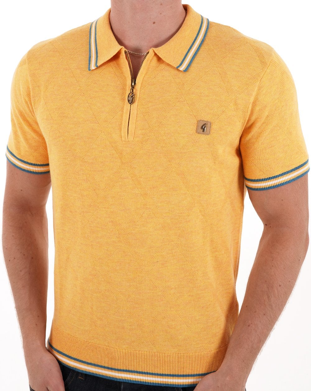Gabicci Vintage Moore Knitted Polo Pineapple