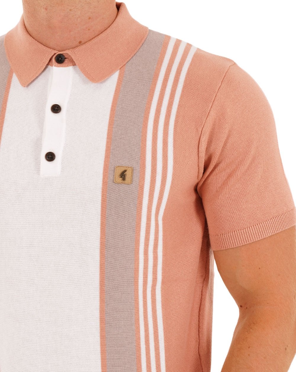 Gabicci Vintage Searle Knitted Polo Peach
