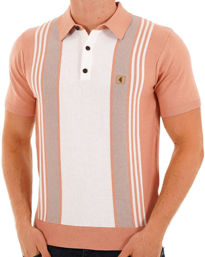 Gabicci Vintage Searle Knitted Polo Peach