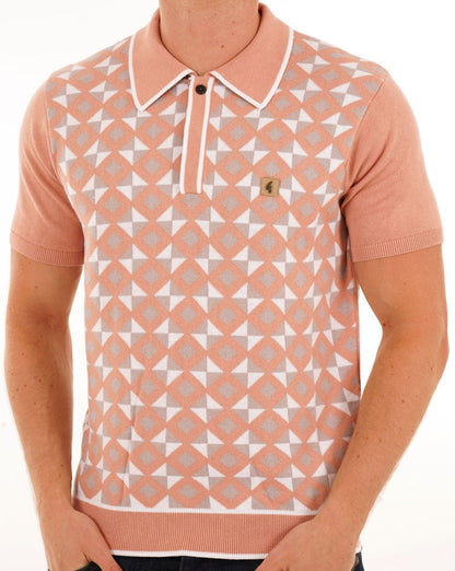 Gabicci Vintage Ted Knitted Polo Peach