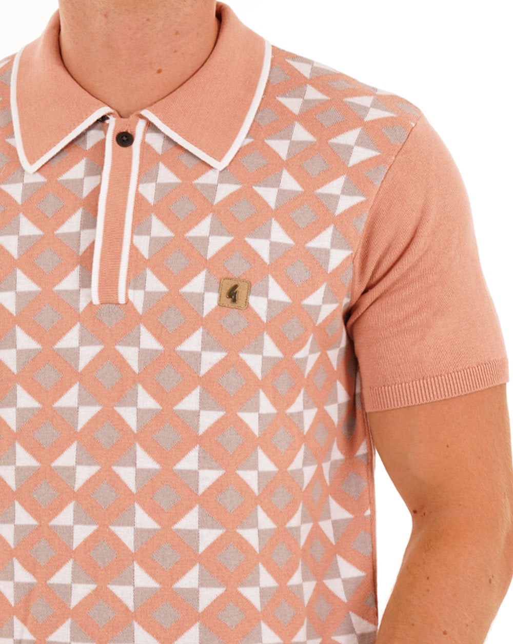 Gabicci Vintage Ted Knitted Polo Peach