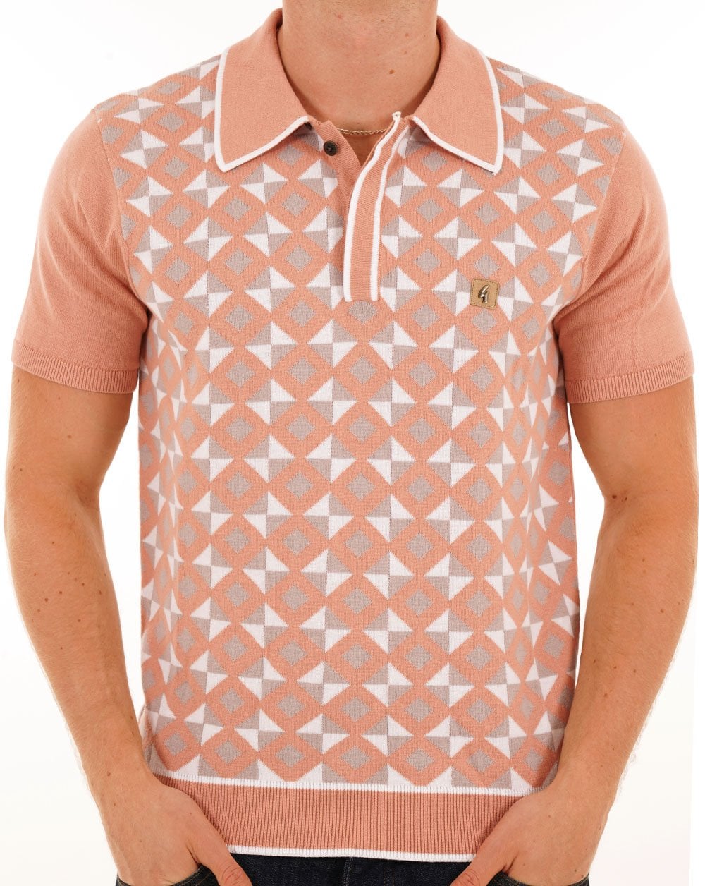 Gabicci Vintage Ted Knitted Polo Peach