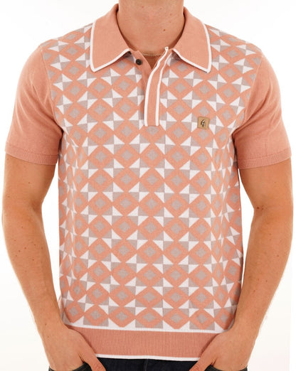 Gabicci Vintage Ted Knitted Polo Peach