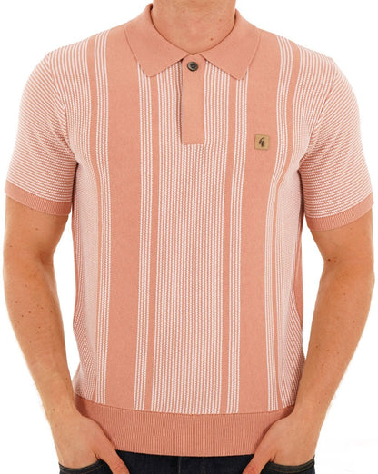 Gabicci Vintage Dante Knitted Polo Peach