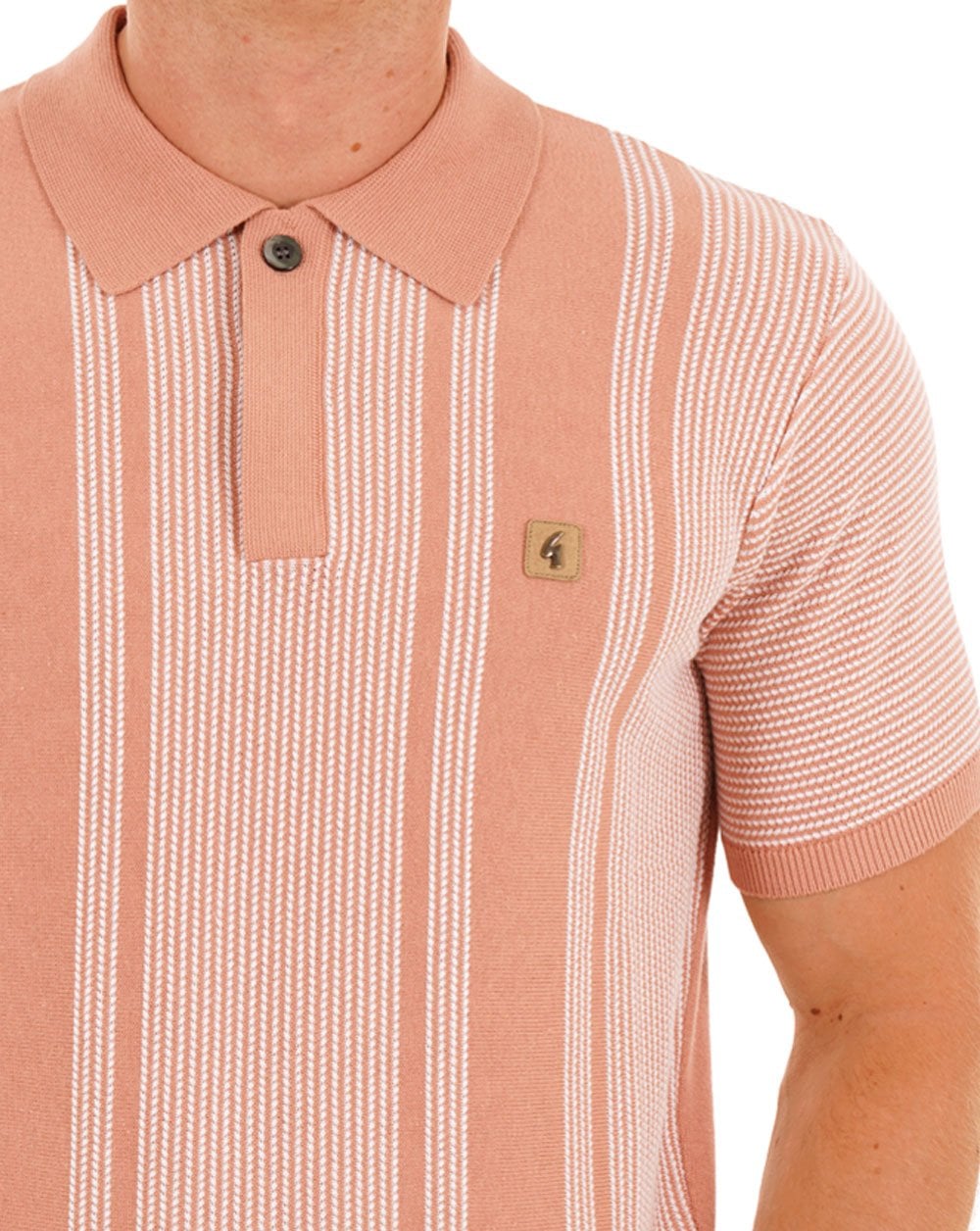 Gabicci Vintage Dante Knitted Polo Peach