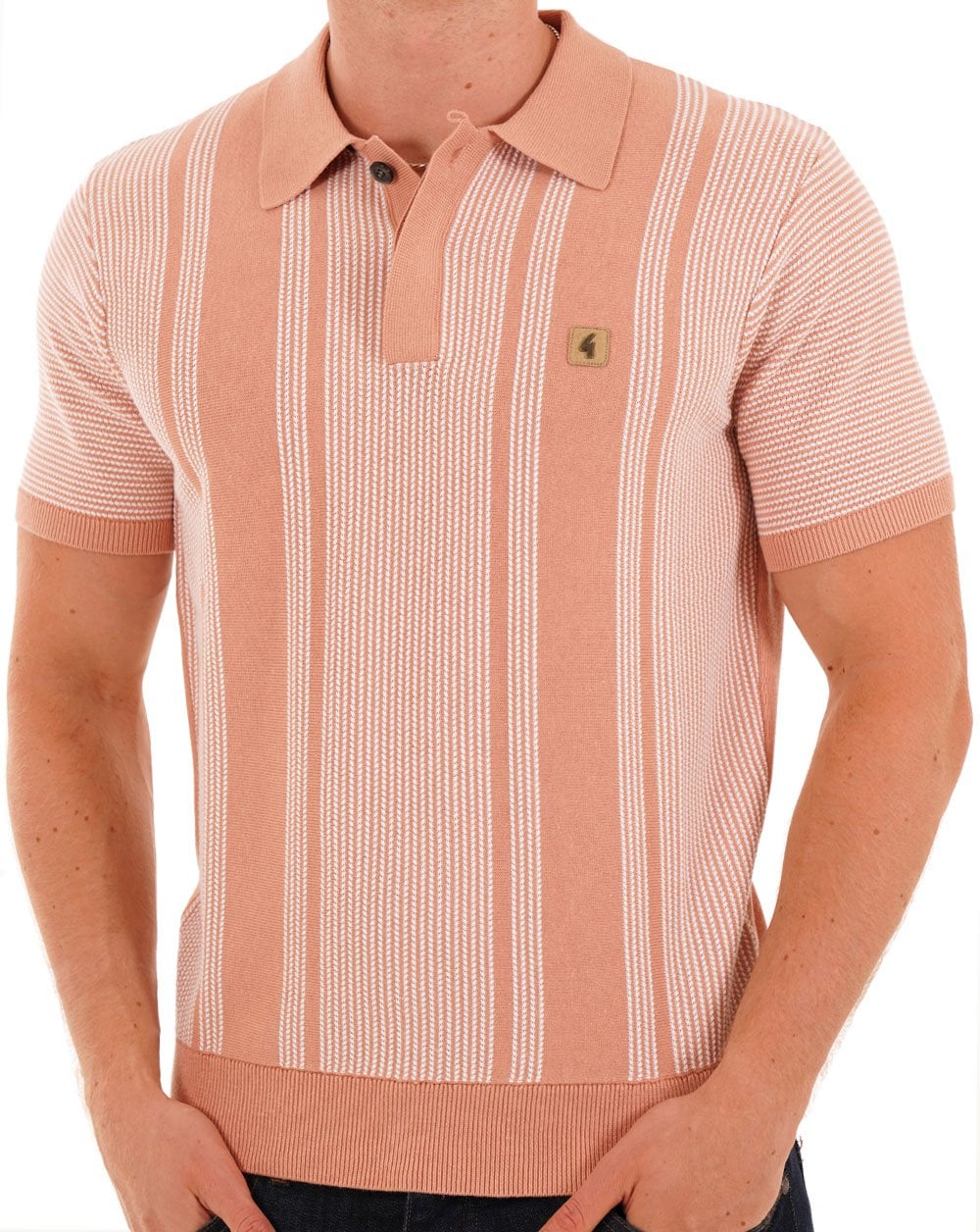 Gabicci Vintage Dante Knitted Polo Peach