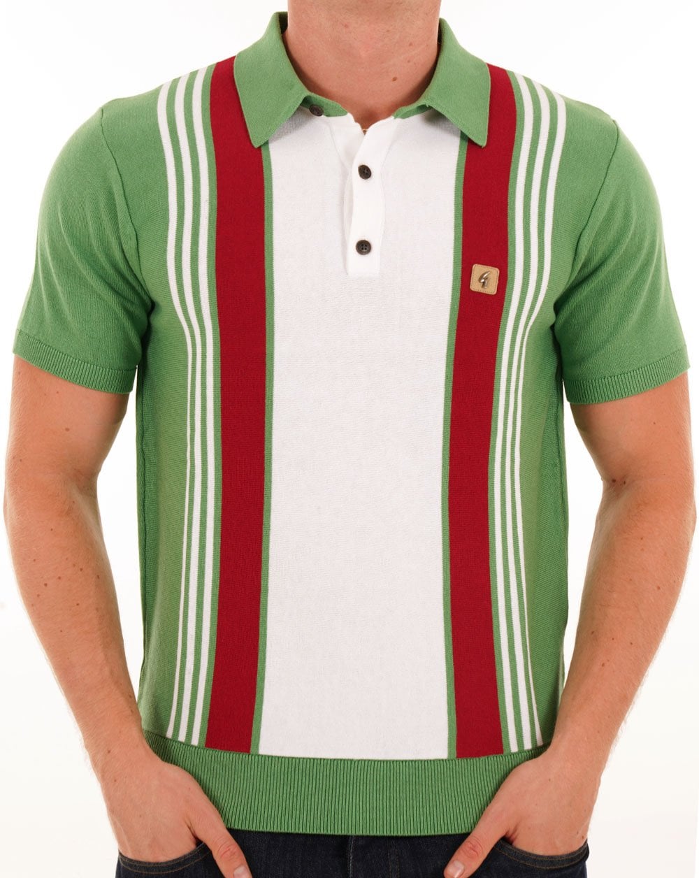 Gabicci Vintage Searle Knitted Polo Verde