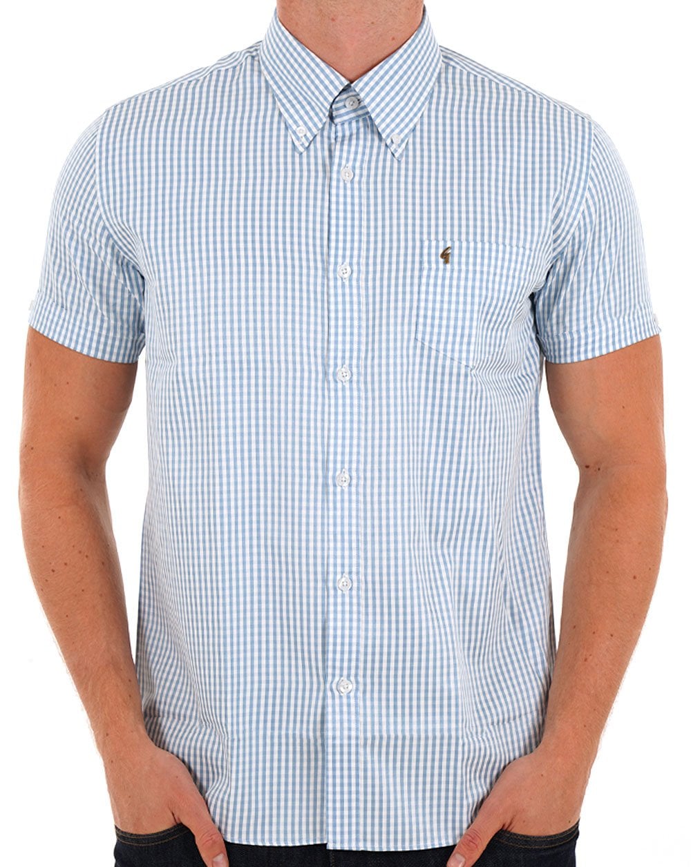 Gabicci Vintage Frazer Gingham SS Shirt Aqua