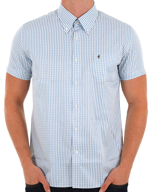 Gabicci Vintage Frazer Gingham SS Shirt Aqua