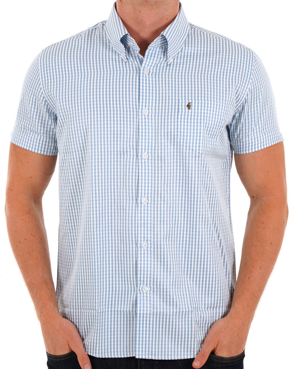 Gabicci Vintage Frazer Gingham SS Shirt Aqua