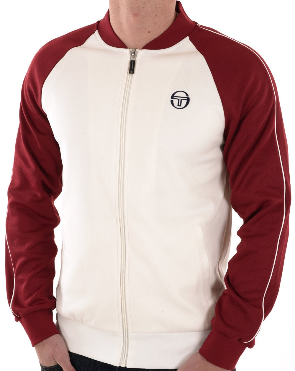 Sergio Tacchini Retro Track Top Ecru / Burgundy
