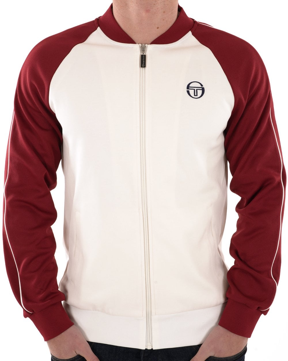 Sergio Tacchini Retro Track Top Ecru / Burgundy