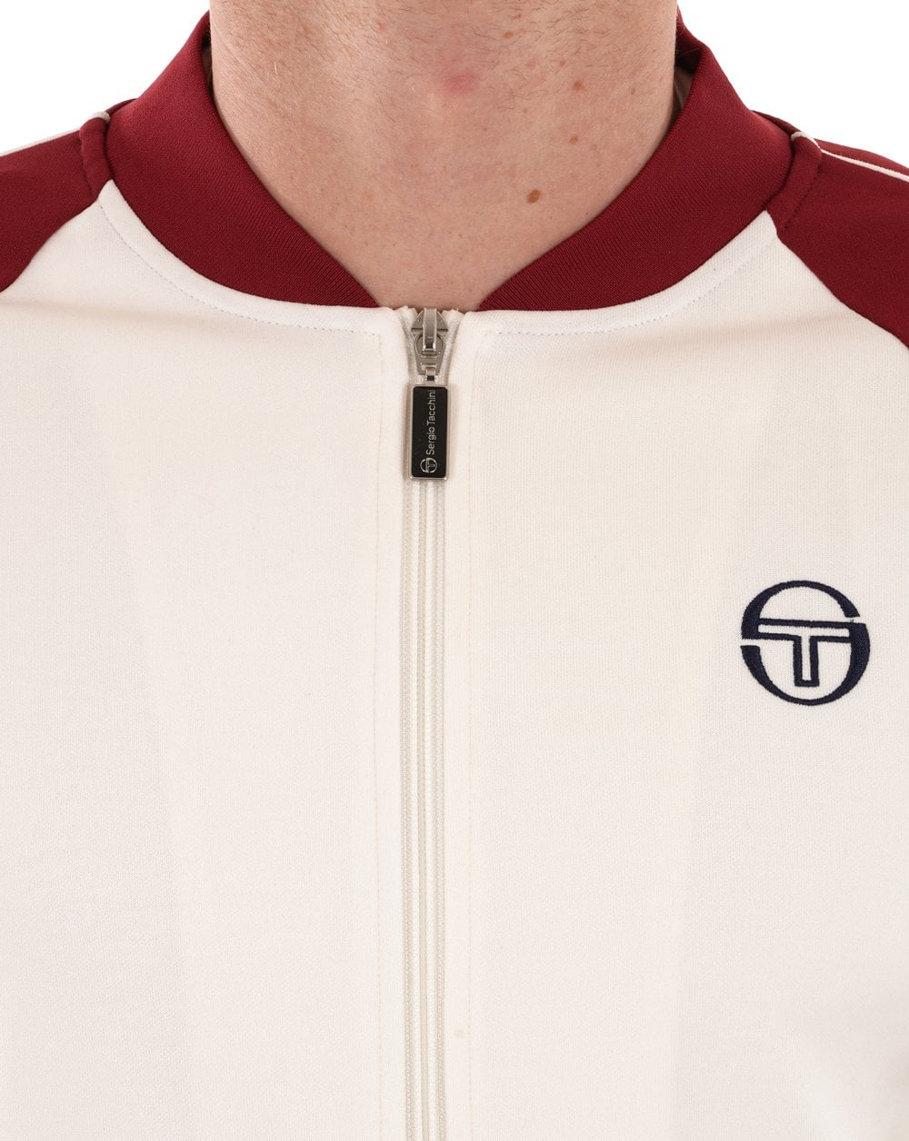 Sergio Tacchini Retro Track Top Ecru / Burgundy