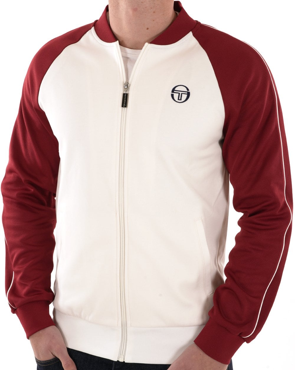 Sergio Tacchini Retro Track Top Ecru / Burgundy