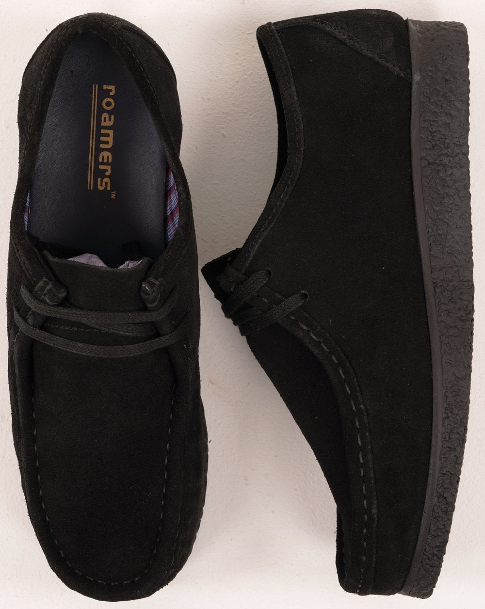 Roamers Brit Pop Suede Shoes Black
