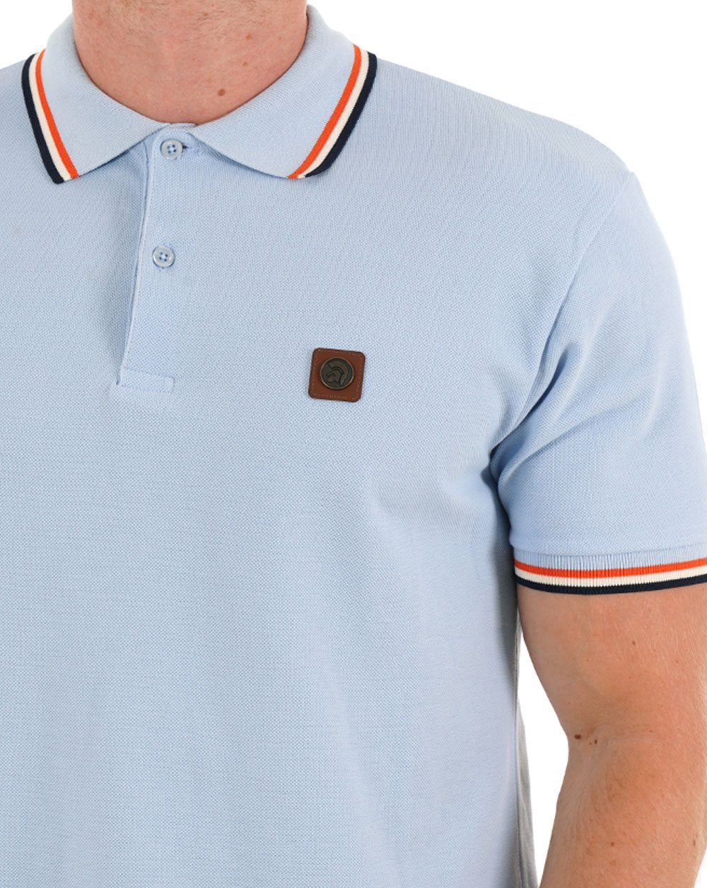 Trojan Three Colour Tipped Pique Polo Powder Blue