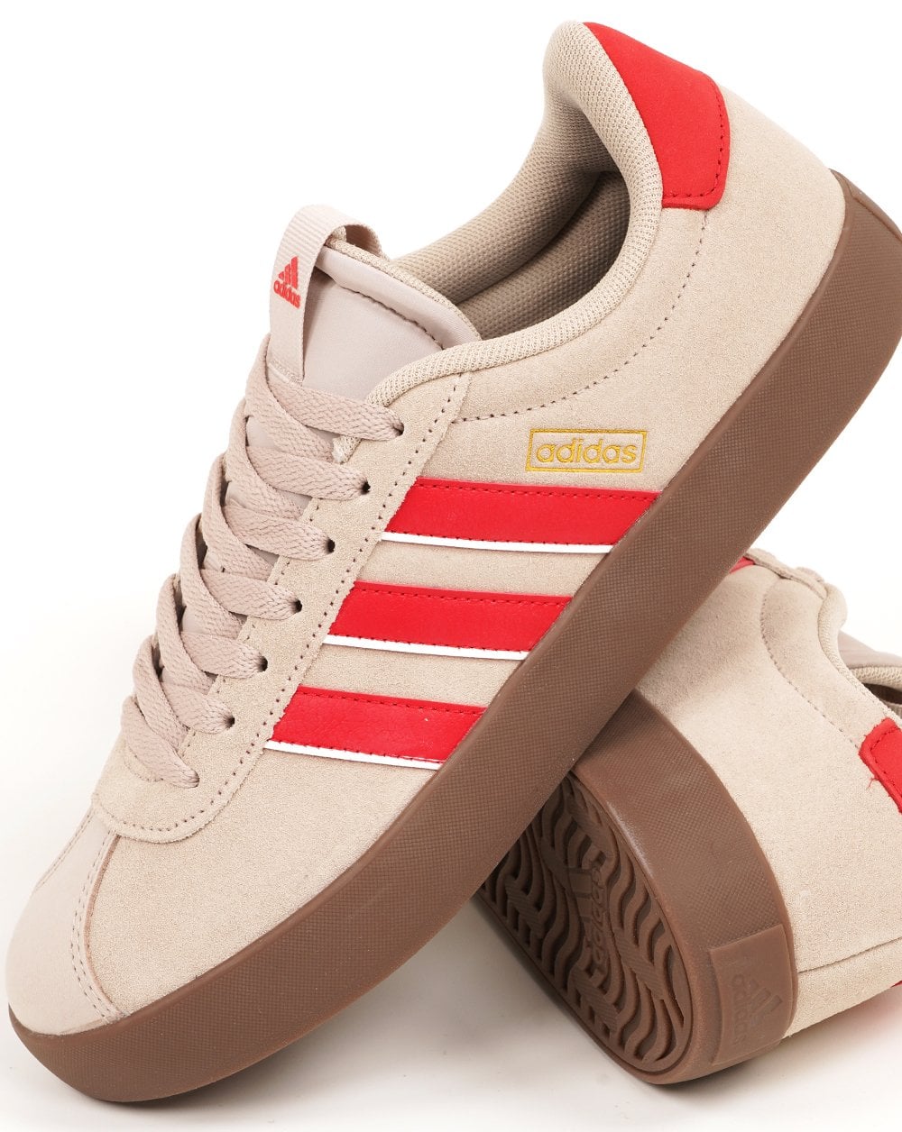 Adidas VL Court Trainers Stone /Scarlet