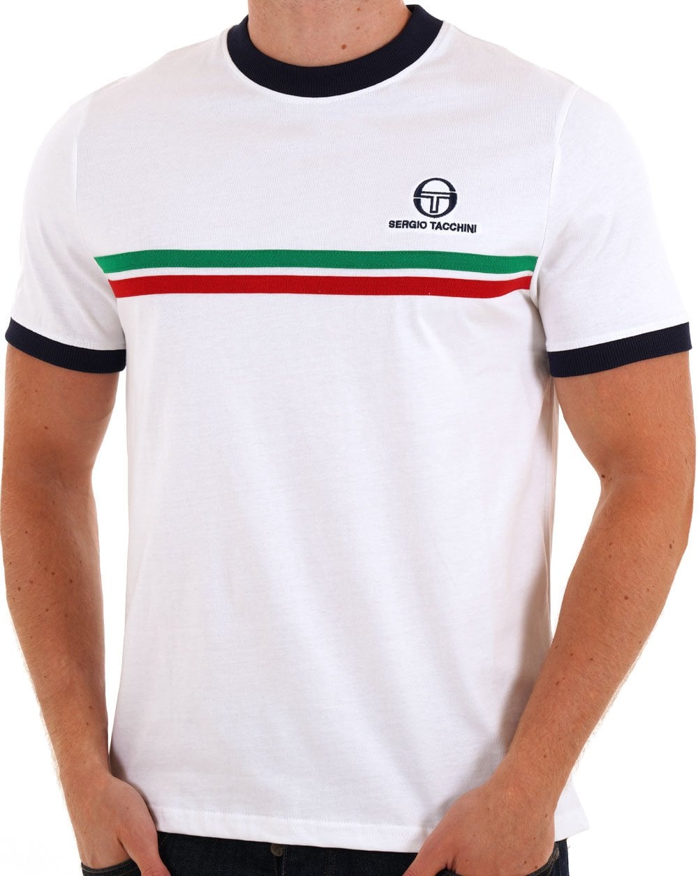 Sergio Tacchini Super MK2 T Shirt White Navy Italia