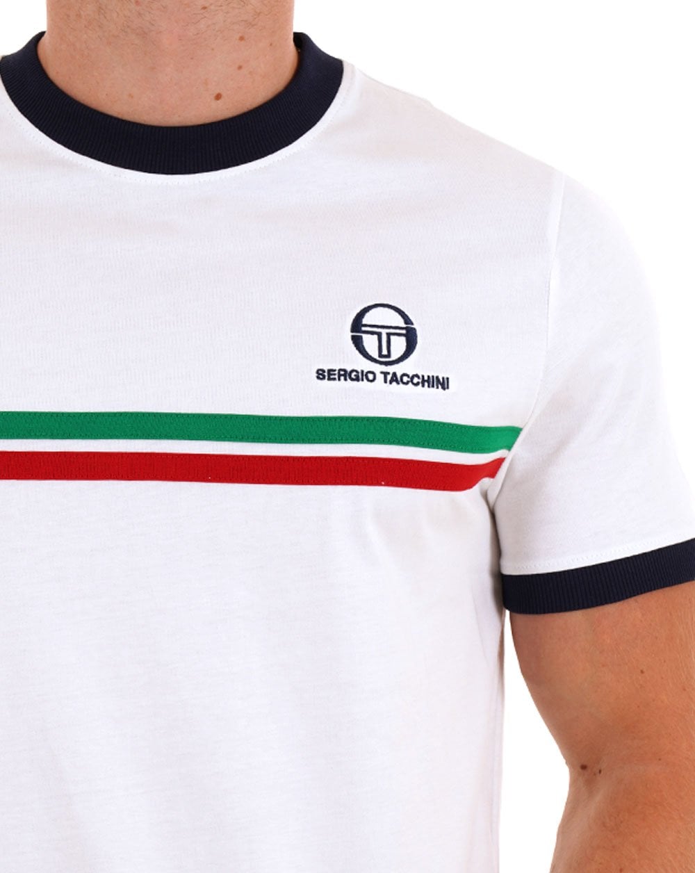 Sergio Tacchini Super MK2 T Shirt White Navy Italia
