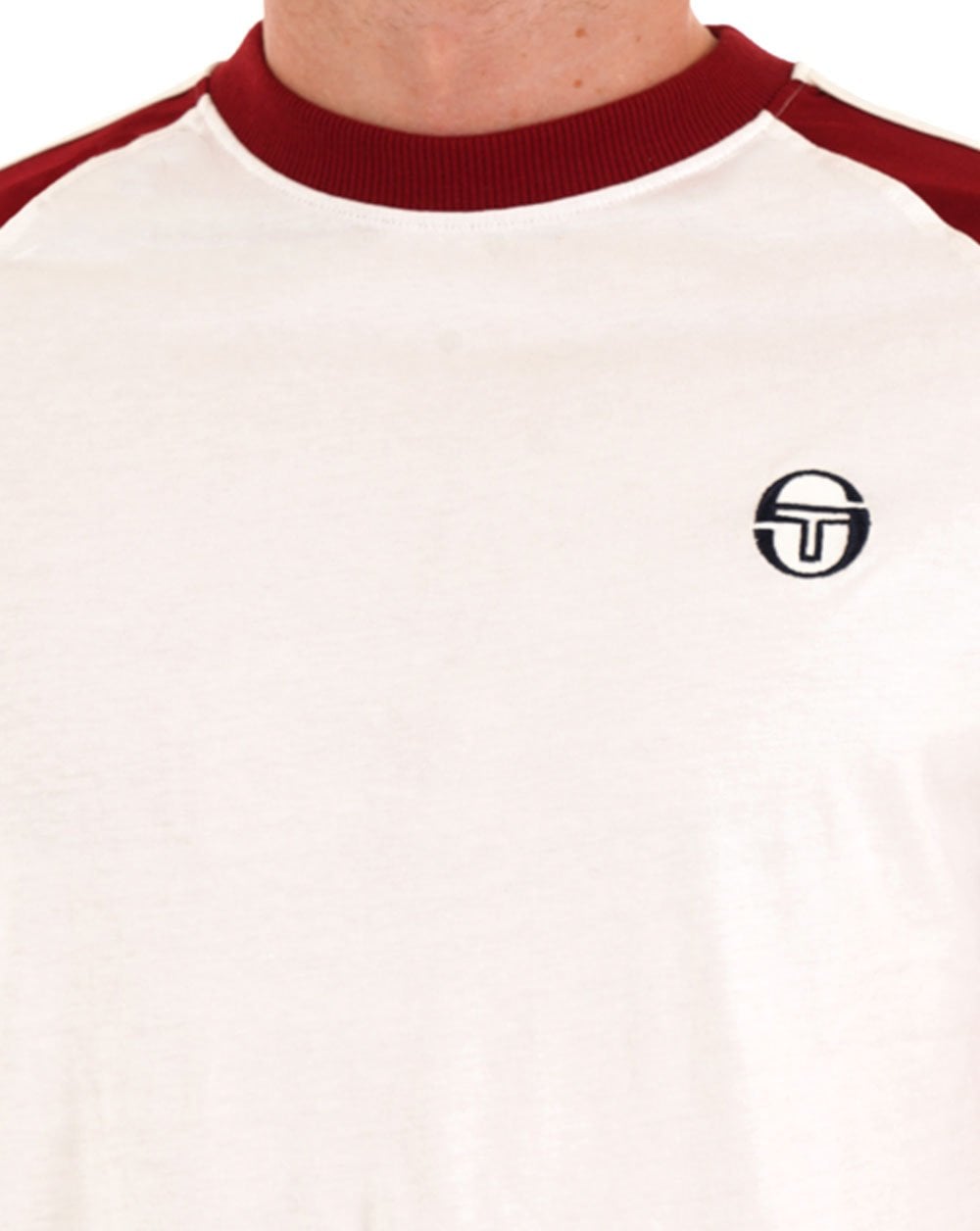 Sergio Tacchini Retro Ace T Shirt Gardenia/Deep Red