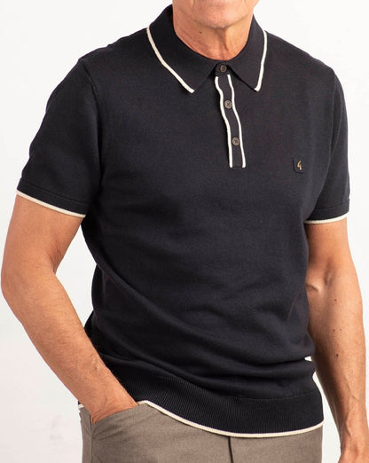 Gabicci Vintage Lineker Knitted Polo Navy