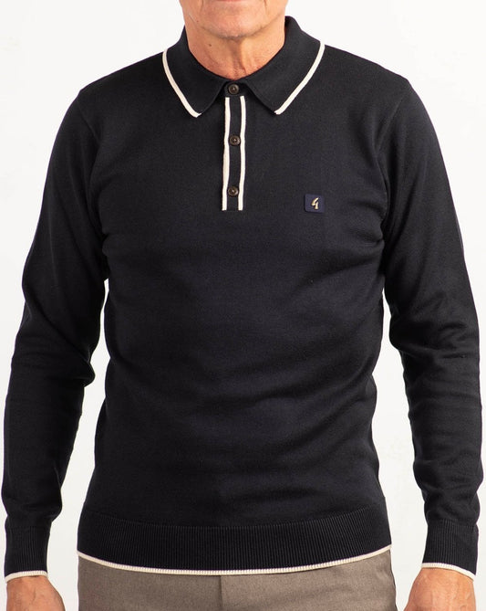 Gabicci Vintage Lineker Knitted Polo Navy
