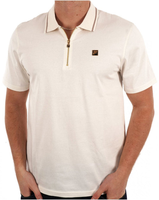 Fila Gold Tipped Zip Polo Off White