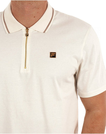 Fila Gold Tipped Zip Polo Off White