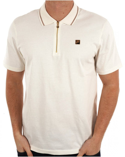 Fila Gold Tipped Zip Polo Off White
