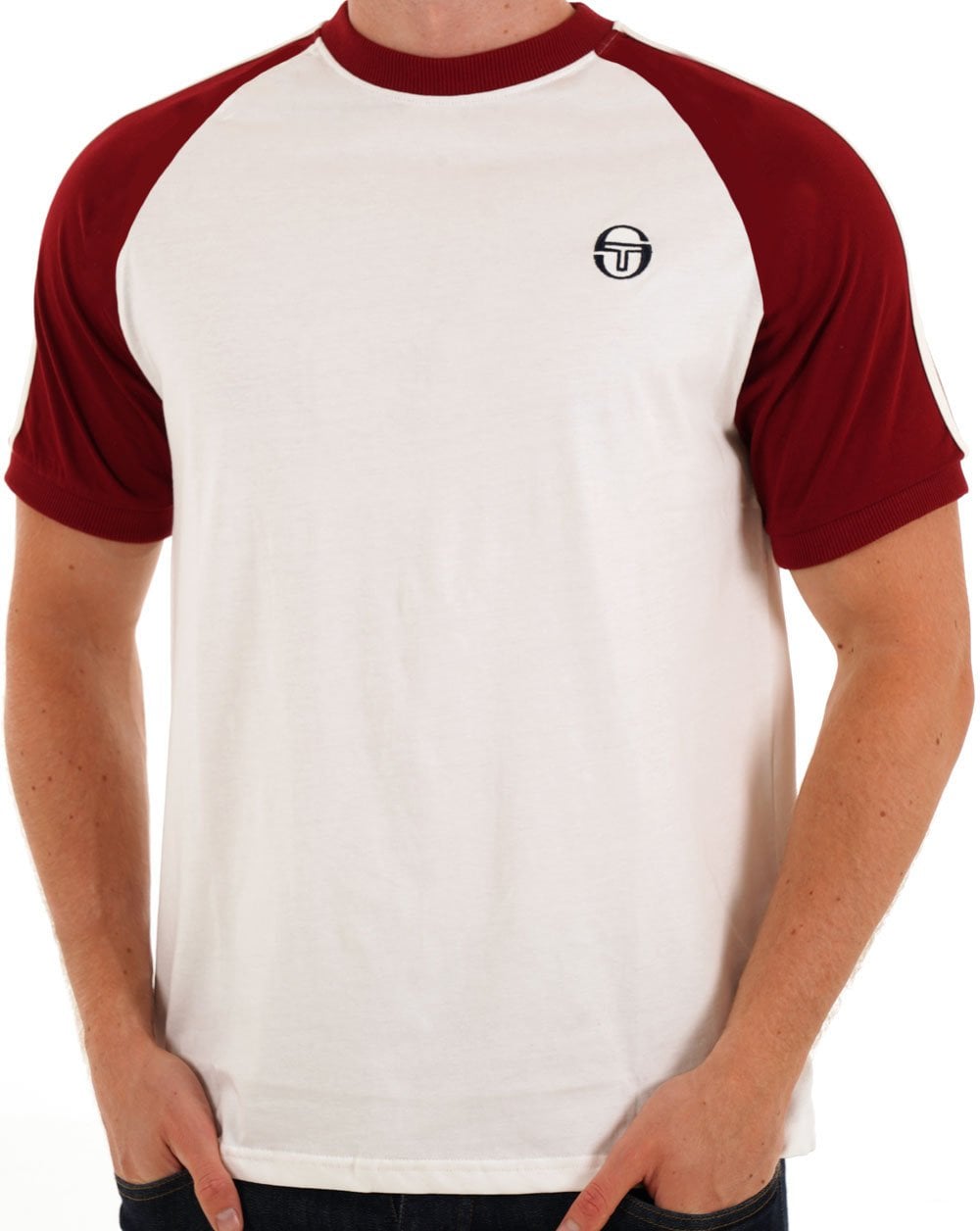 Sergio Tacchini Retro Ace T Shirt Gardenia/Deep Red