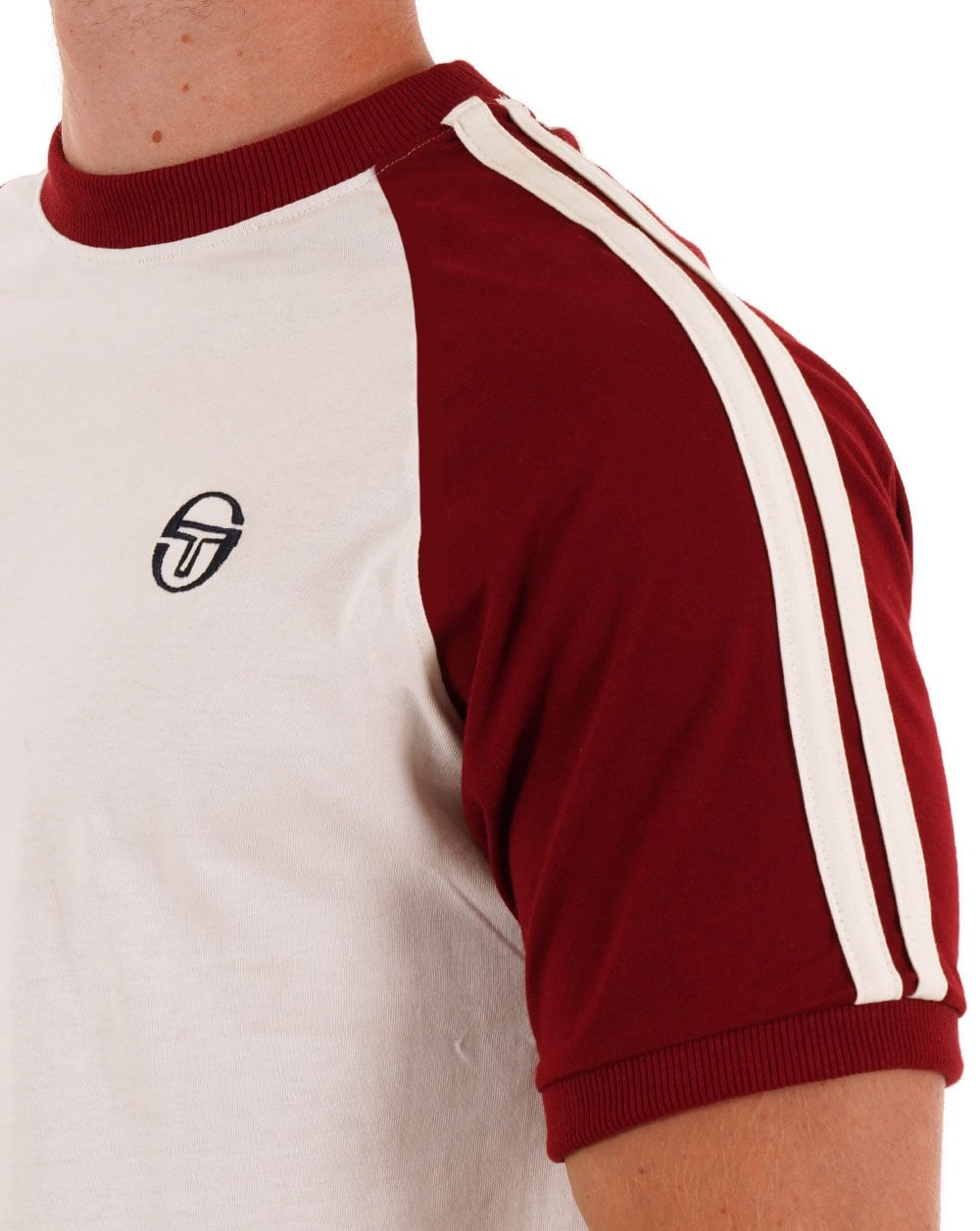 Sergio Tacchini Retro Ace T Shirt Gardenia/Deep Red
