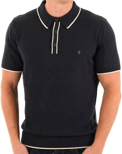 Gabicci Vintage Lineker Knitted Polo Navy