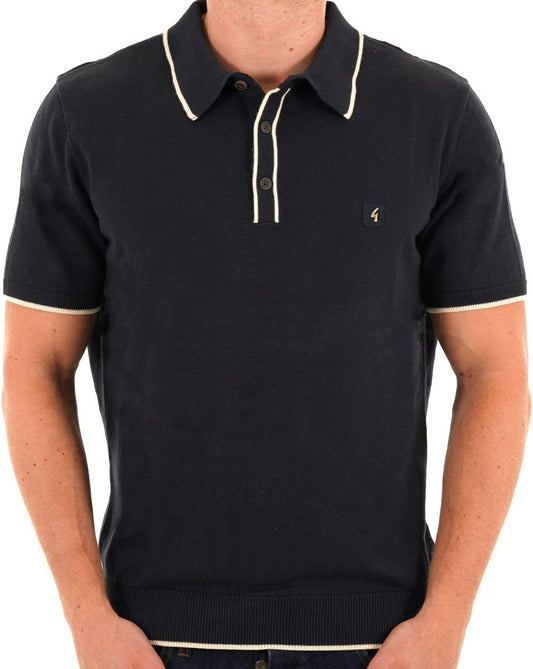 Gabicci Vintage Lineker Knitted Polo Navy