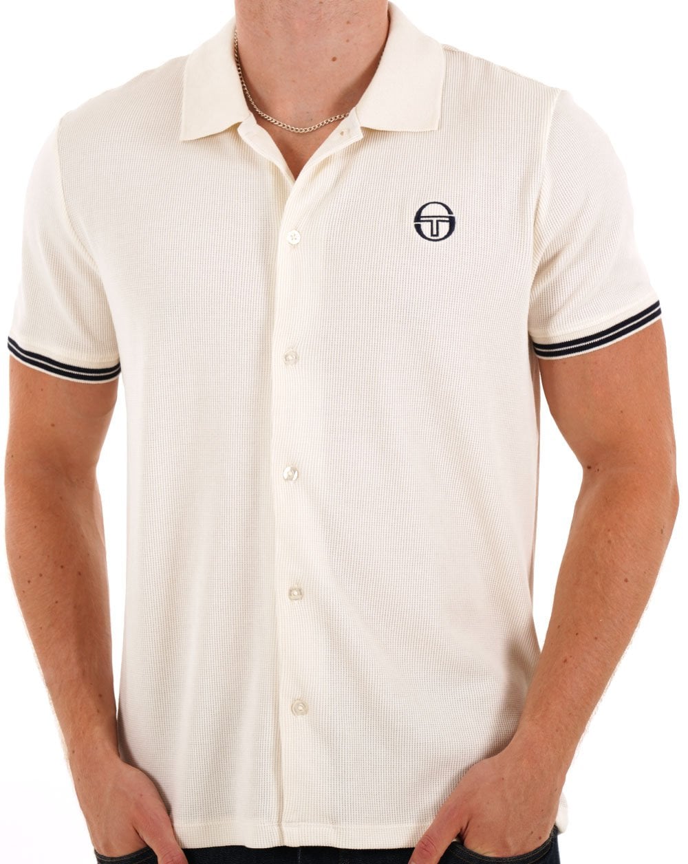 Sergio Tacchini Full Button Polo Shirt Gardenia
