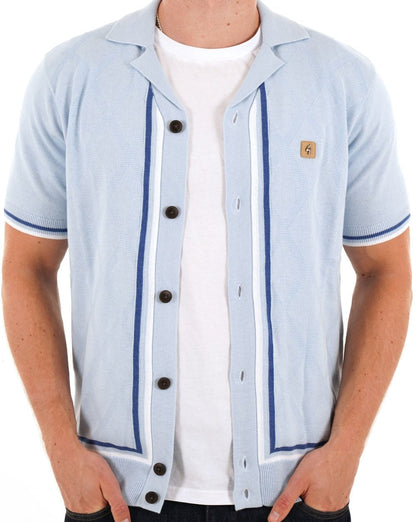 Gabicci Vintage Ross SS Knitted Shirt Azure