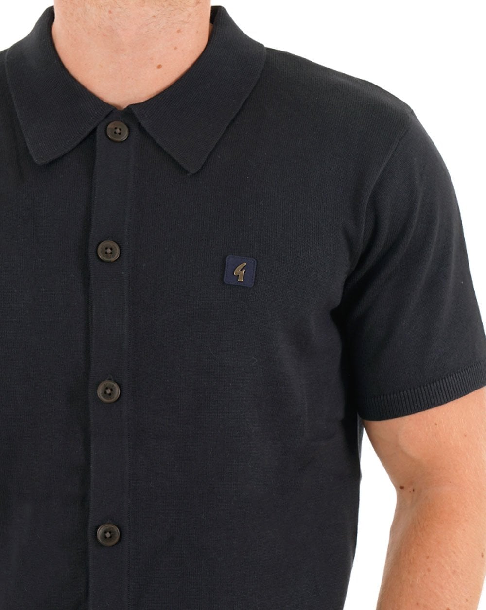 Gabicci Vintage Full Button Knit Polo Navy