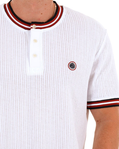 Pretty Green Cressa Tipped Grandad Button Tee White