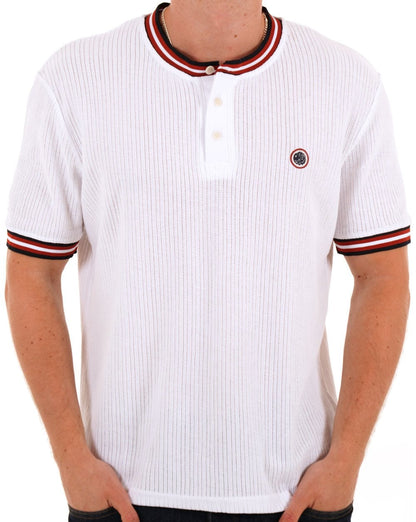 Pretty Green Cressa Tipped Grandad Button Tee White