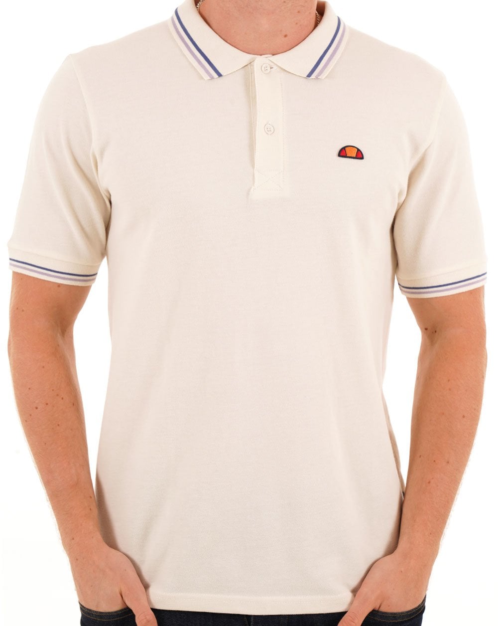 Ellesse Tipped Polo Shirt Off White