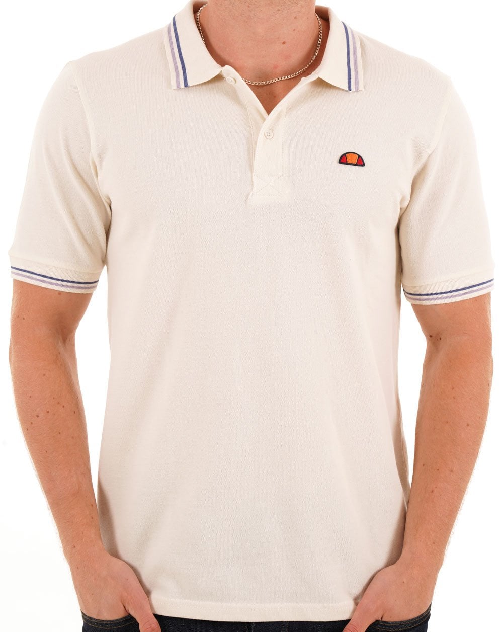 Ellesse Tipped Polo Shirt Off White