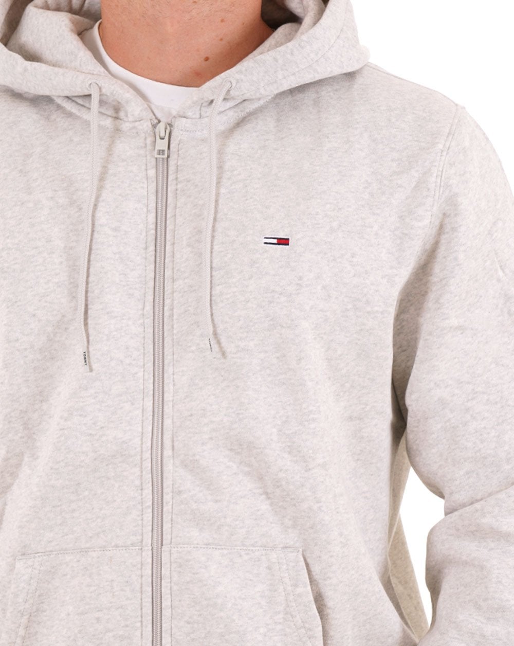 Tommy Jeans Flag Patch FZ Hoodie Silver Grey Heather