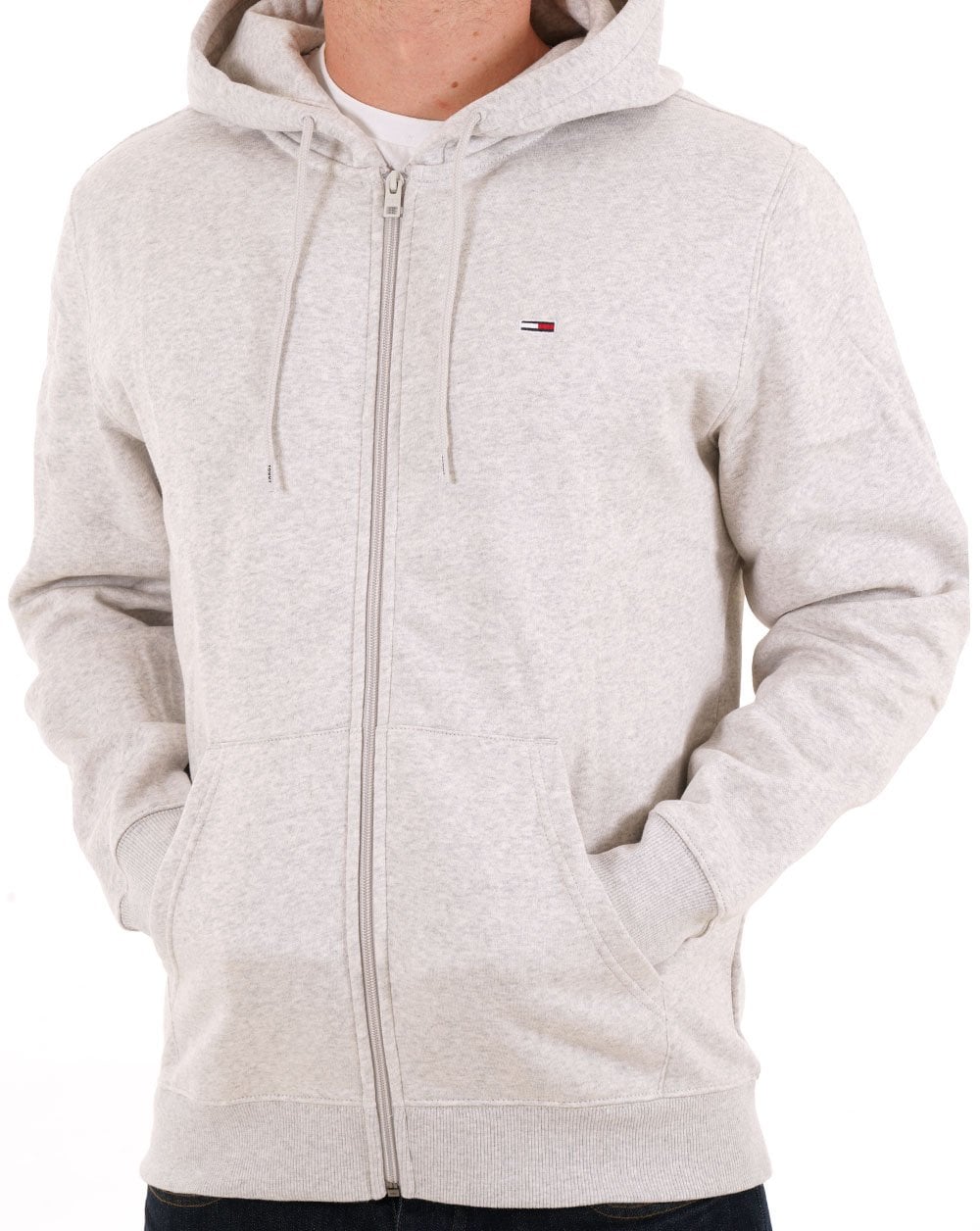 Tommy Jeans Flag Patch FZ Hoodie Silver Grey Heather