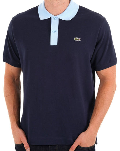 Lacoste Contrast Collar Polo Shirt Navy/Sky Blue