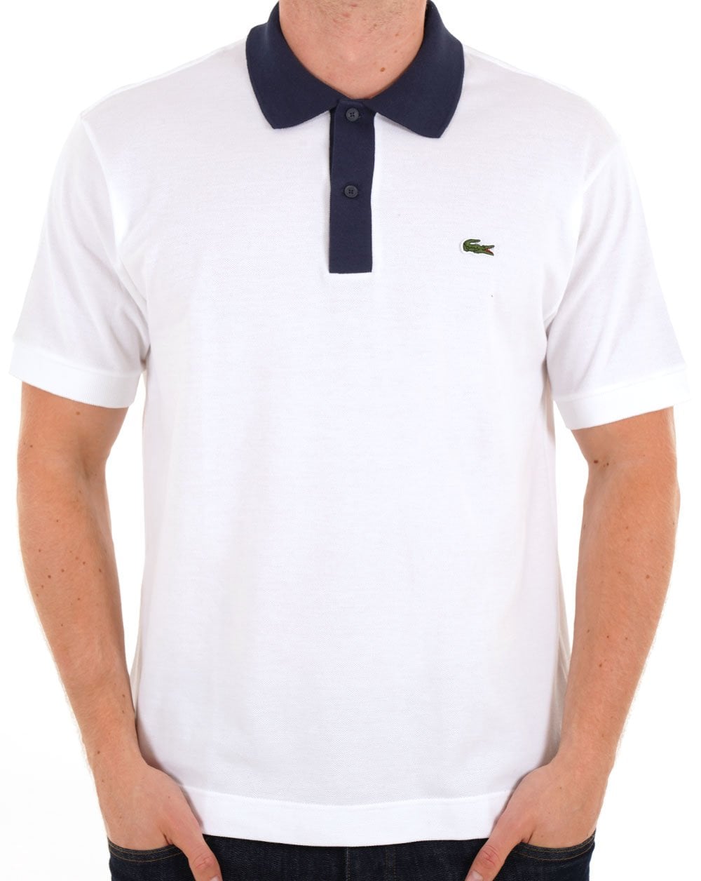 Lacoste Contrast Collar Polo Shirt White / Navy