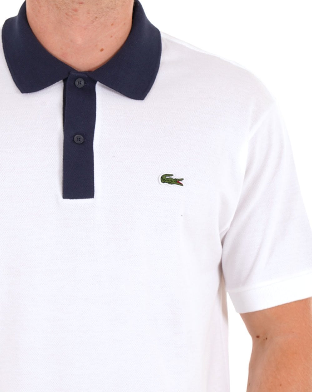 Lacoste Contrast Collar Polo Shirt White / Navy