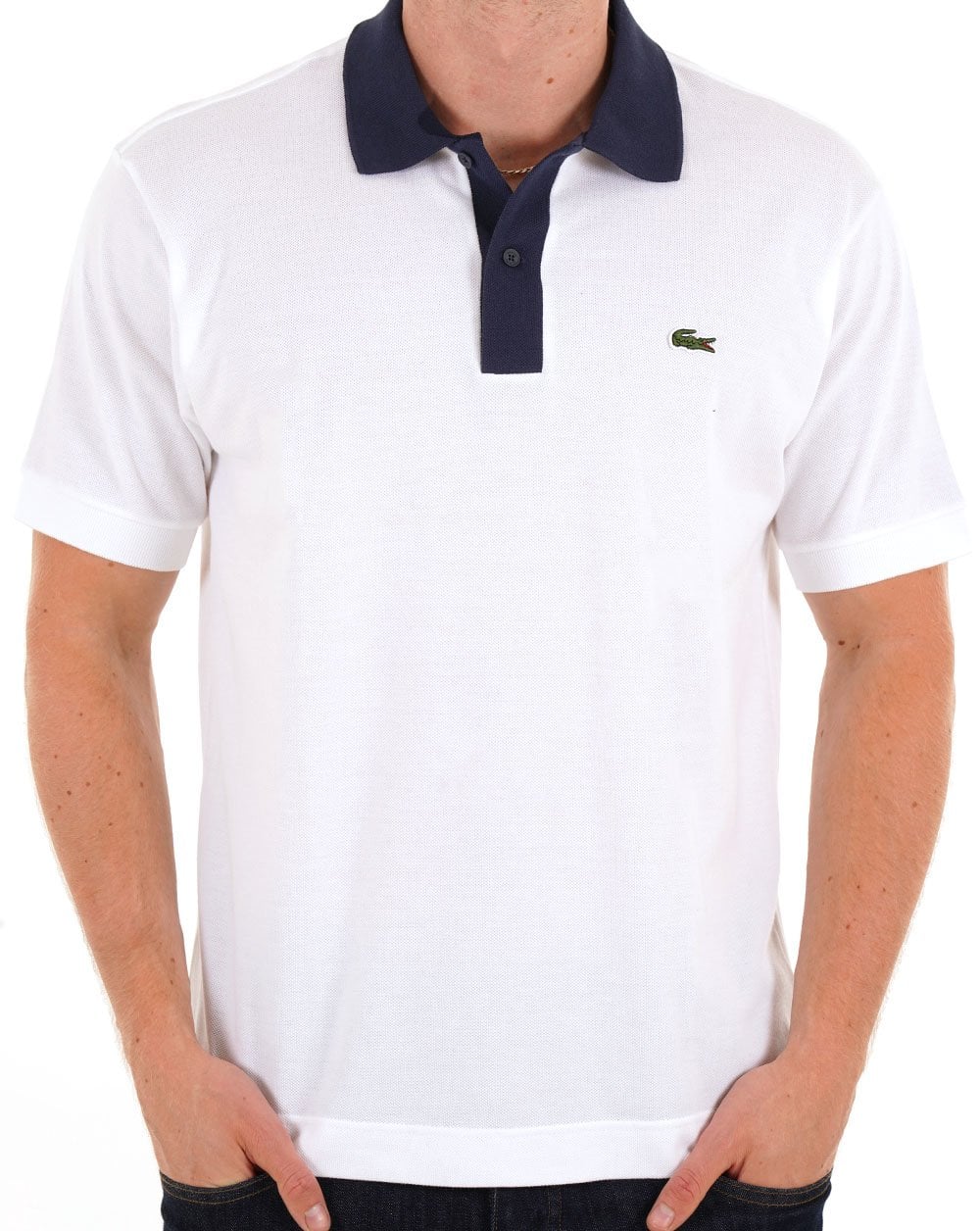 Lacoste Contrast Collar Polo Shirt White / Navy