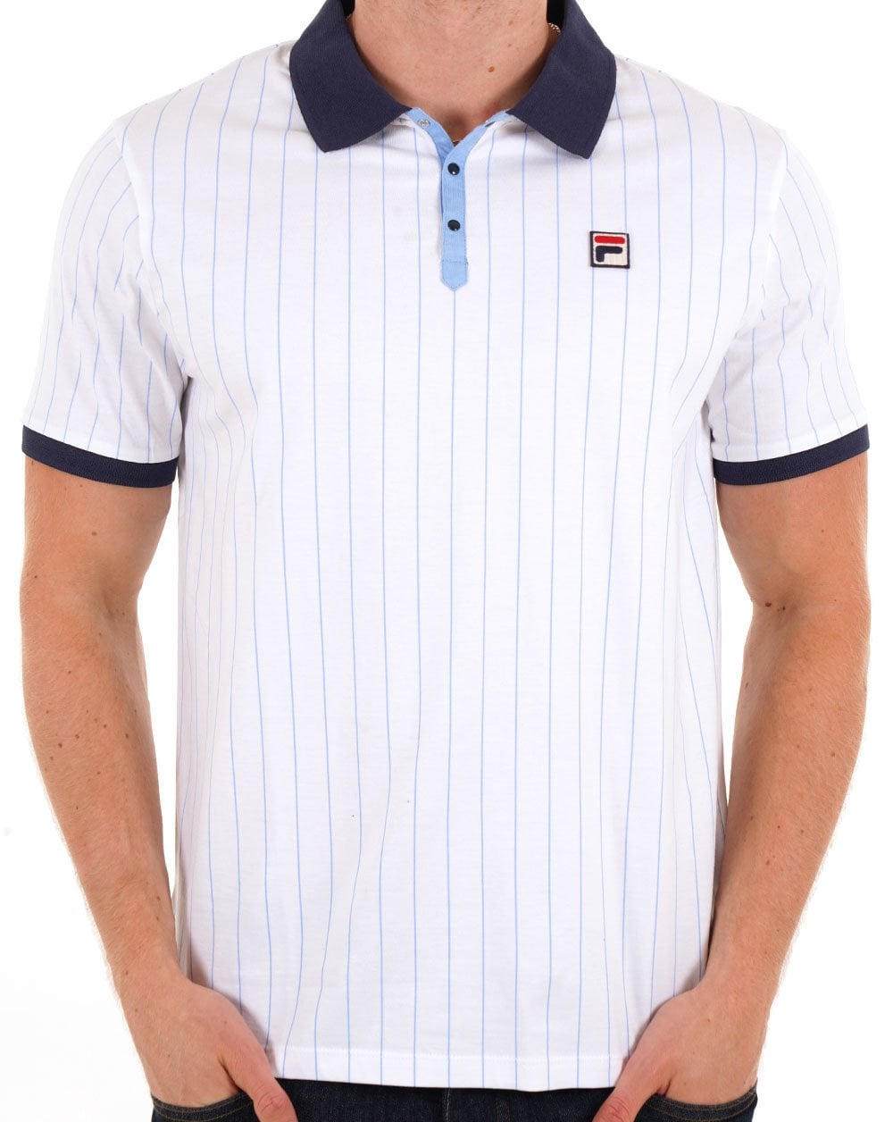 Fila Vintage BB1 Polo Shirt White / Navy / Blue